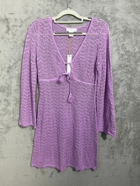 House of Harlow 1960 Lavender Crochet Swim Coverup Small